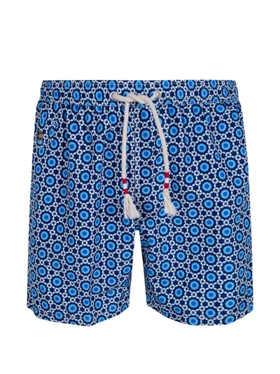 Mc2 Saint Barth Lighting 70 Geo Kaleidos Geometric-print Swim Shorts In Blue
