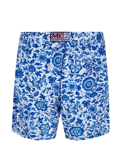 Mc2 Saint Barth Lighting 70 Maj Toile Flw Floral-print Swim Shorts In Blue