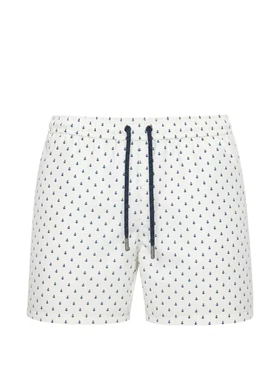 Mc2 Saint Barth Lighting Anchor-print Swim Shorts In White