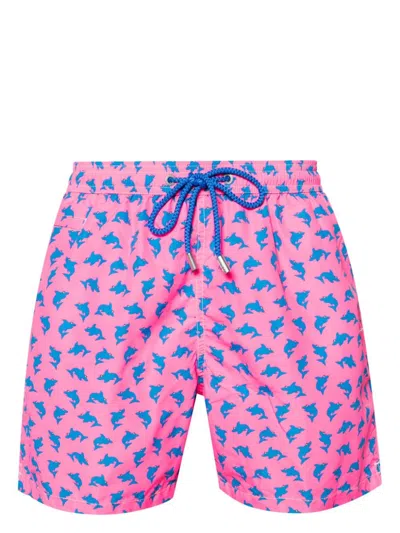 Mc2 Saint Barth Lighting Bad Shark-print Swim Shorts In Pink