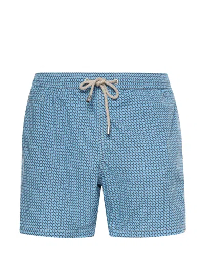 Mc2 Saint Barth Lighting Geometric-print Swim Shorts In Blue