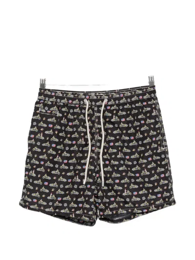 Mc2 Saint Barth Lighting Graphic-print Drawstring Swim Shorts In Black