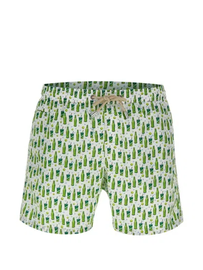 Mc2 Saint Barth Lighting Graphic-print Swim Shorts In Green
