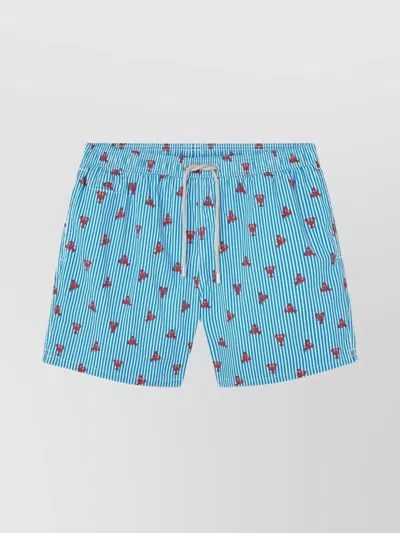 MC2 SAINT BARTH LIGHTING LOBSTER PRINT STRIPED SWIM TRUNKS