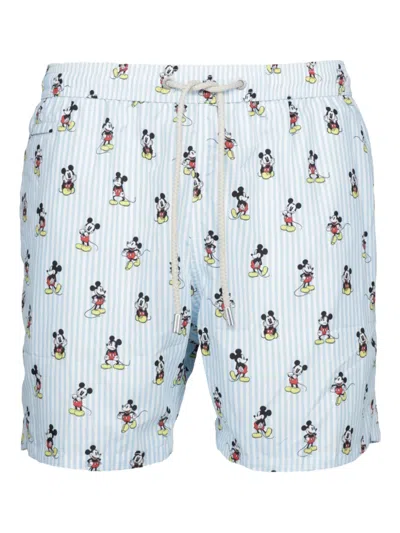 Mc2 Saint Barth Lighting Mickey Swim Shorts In Blue