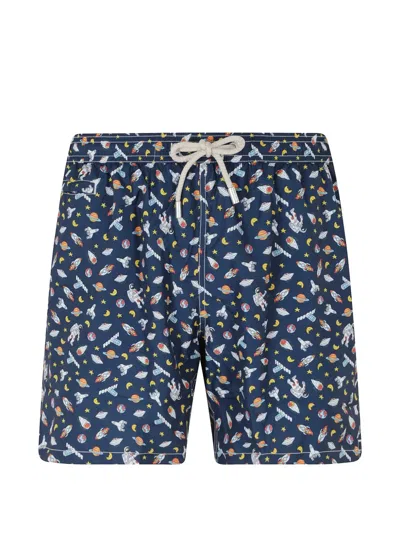 Mc2 Saint Barth Lighting Micro Astronaut-print Swim Shorts In Multi