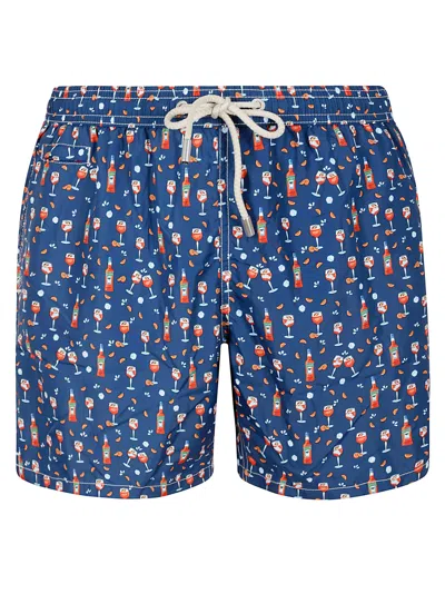 Mc2 Saint Barth Swim Shorts In Blu Scuro/rosso