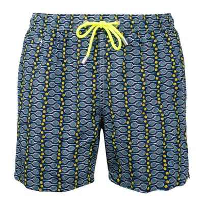 Mc2 Saint Barth Lighting Micro Fantasy Lightweight Fabric Swimsuit With Tennis Print In Blue