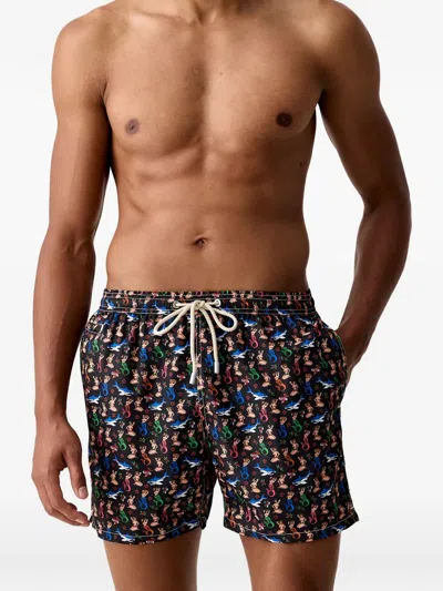 Mc2 Saint Barth Lighting Micro Fantasy Mermaid-print Drawstring Swim Shorts In Black