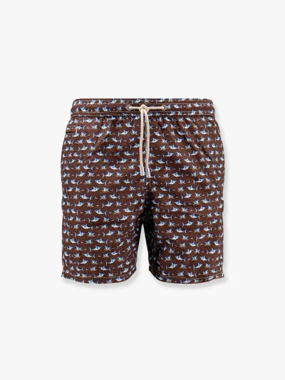 Mc2 Saint Barth Lighting Micro Fantasy Recycled Polyester Swim Trunks In Brown