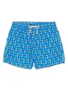 Mc2 Saint Barth Light Fabric Man Swim Shorts Bull Terrier Print In Blue