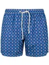 Mc2 Saint Barth Man Lightweight Fabric Swim-shorts Lighting Micro Fantasy With Anchor Print In Anchor Sea