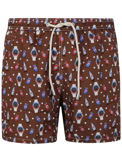 Mc2 Saint Barth Graphic-print Swim Shorts In Red
