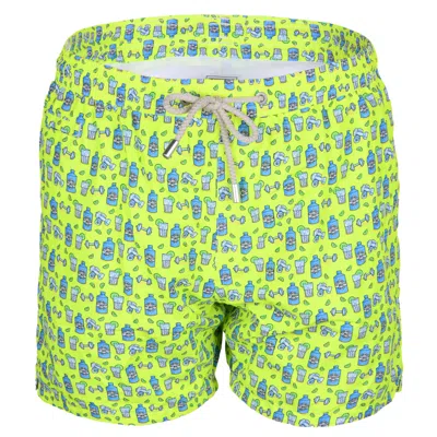 Mc2 Saint Barth Lighting Micro Gin Gym Neon Yellow Mens Swimshorts In Multi