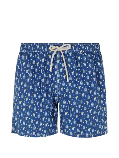 Mc2 Saint Barth Lighting Micro Graphic-print Swim Shorts In Blue
