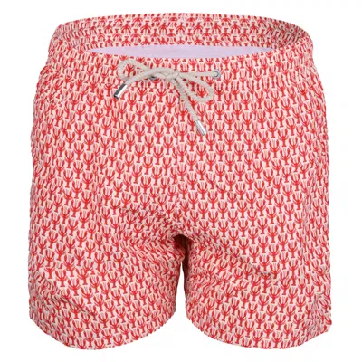Mc2 Saint Barth Lighting Micro Lobster Crew Red Mens Swimshorts In Pink