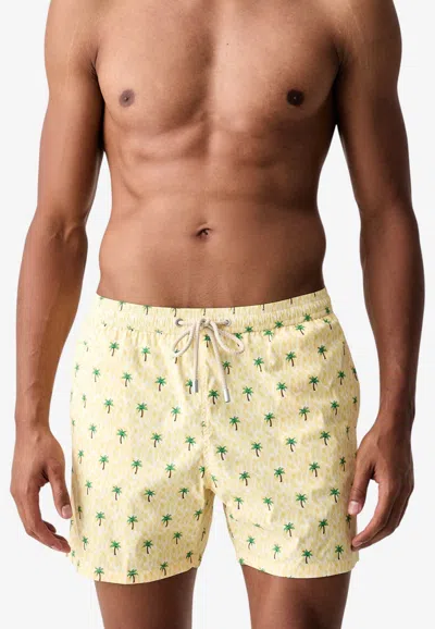 Mc2 Saint Barth Lighting Micro Palm Print Swim Shorts In Neutral