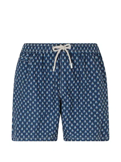 Mc2 Saint Barth Lighting Micro Sailboat-print Swim Shorts In Blue