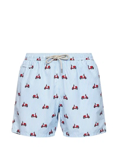 Mc2 Saint Barth Lighting Micro Scooter-print Swim Shorts In Blue