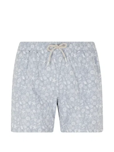 Mc2 Saint Barth Lighting Micro Shell-print Swim Shorts In Gray