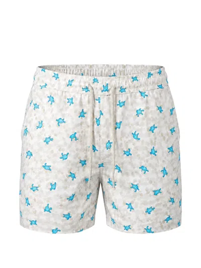 Mc2 Saint Barth Lighting Micro Stretch Turtle-print Swim Shorts In White