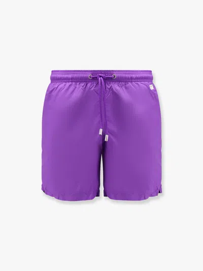 Mc2 Saint Barth Lighting Pantone Nylon Swim Trunks With Logo Patch In Purple