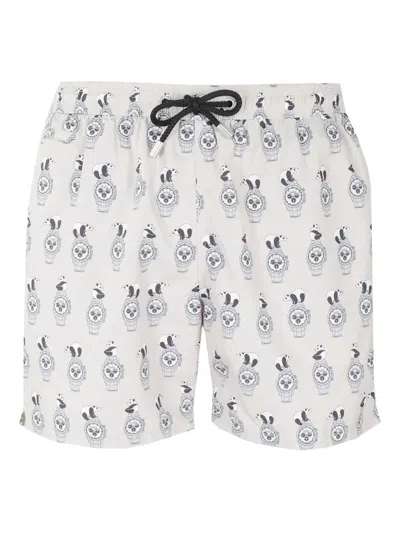 Mc2 Saint Barth Rabbit Print Swim Shorts In White