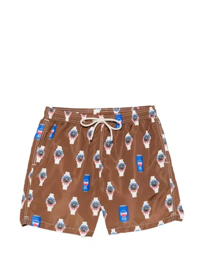 Mc2 Saint Barth Lighting Swim Shorts In Brown