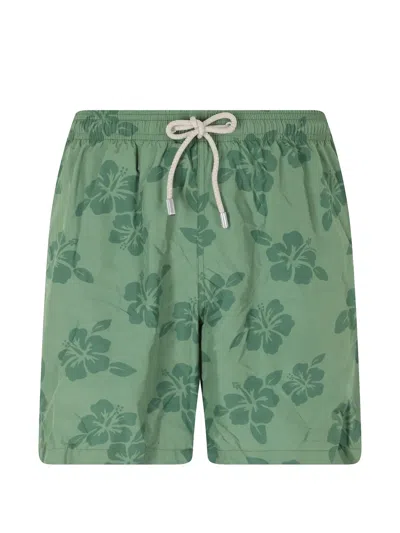 Mc2 Saint Barth Lighting Ultralight Hibiscus-print Swim Shorts In Green