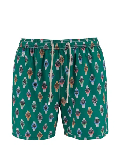 Mc2 Saint Barth Lighting Watch-print Swim Shorts In Green