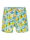 Mc2 Saint Barth Man Lightweight Fabric Swim-shorts Lighting 70 With Majolica Print In Blue