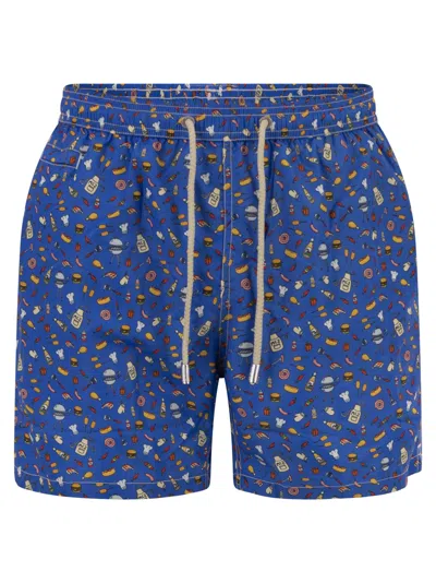 Mc2 Saint Barth Lightweight Fabric Swim Boxer Shorts With Print In Multi