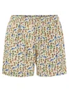 Mc2 Saint Barth Lightweight Fabric Swim Boxer Shorts With Print In Cream