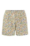 Mc2 Saint Barth Lightweight Fabric Swim Boxer Shorts With Print In Cream