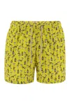 Mc2 Saint Barth Lightweight Fabric Swim Boxer Shorts With Print In Yellow