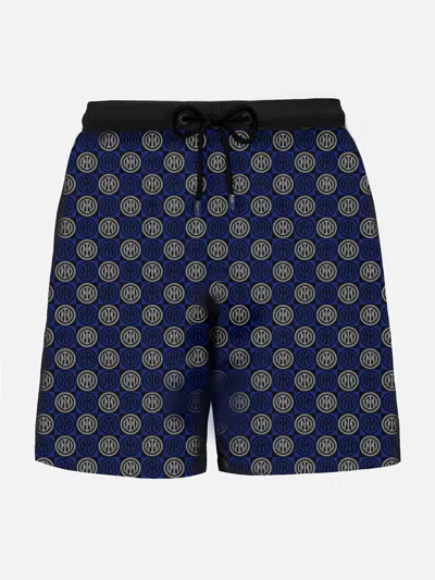 Mc2 Saint Barth Lightweight Fabric Swim Shorts Lighting With Inter Print Inter Fc Special Edition In Blue