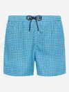 Mc2 Saint Barth Lightweight Fabric Swim Shorts Lighting With Sporty Geometric Print In Sky