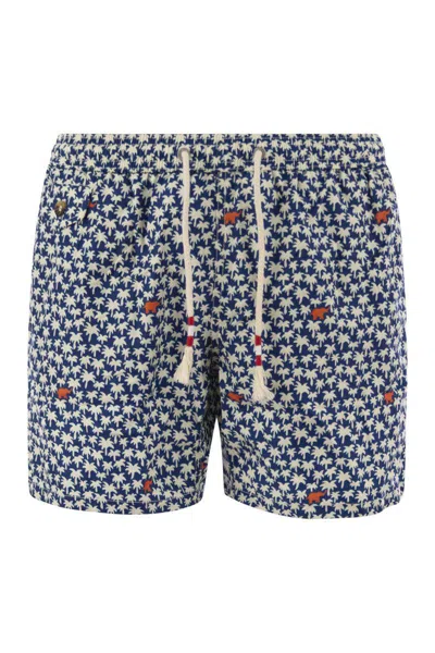 Mc2 Saint Barth Lightweight Fabric Swimming Costume With Print In Blue