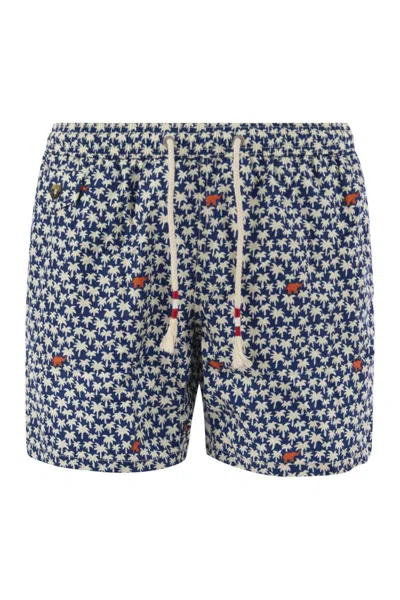 Mc2 Saint Barth Lightweight Fabric Swimming Costume With Print In Blue