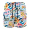 Mc2 Saint Barth Man Lightweight Fabric Swim-shorts Lighting With Postcard Print