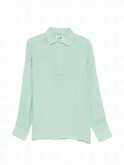 Mc2 Saint Barth Lightweight Long-sleeve Polo Shirt With Classic Collar In Blue