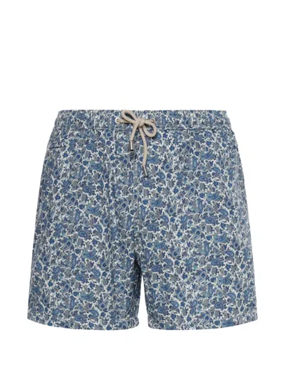 Mc2 Saint Barth Lightweight Paisley-print Swim Shorts In Blue