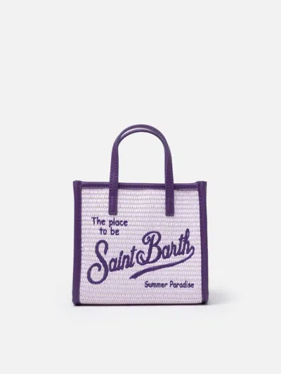 Mc2 Saint Barth Lilac Mini Vivian Straw Handbag In Pink