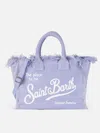 Mc2 Saint Barth Lilac Vanity Linen Tote Bag With Saint Barth Logo In Pink