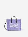 Mc2 Saint Barth Lilac Velvet Chine Mini Vanity Fringed Bag In Pink