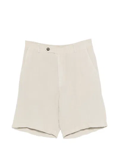 Mc2 Saint Barth Linen Bermuda Shorts In Neutral