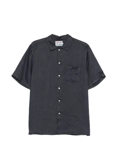 Mc2 Saint Barth Linen Chest-pocket Shirt In Gray