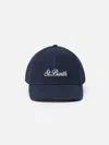 Mc2 Saint Barth Linen Embroidered Ball Cap Catcher In Blue