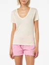 Mc2 Saint Barth Eloise Linen T-shirt In White