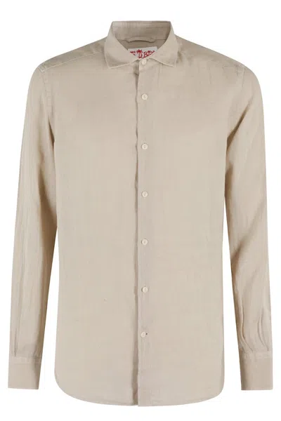 Mc2 Saint Barth Linen Long-sleeve Shirt With Classic Collar In Multi